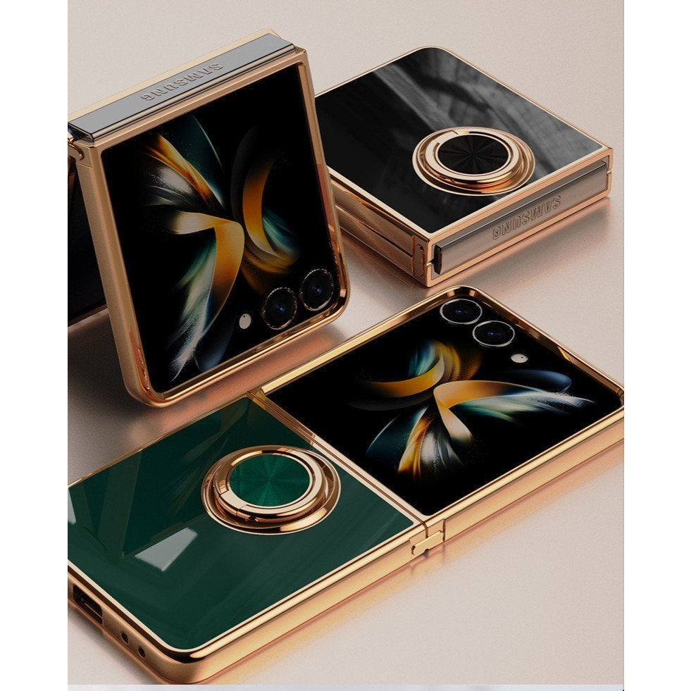 Samsung Galaxy Z FLIP 7 / FLIP 7 FE / FLIP 6 / FLIP 5 / Flip 4 เคสกันกระแทก Gold Border CASE - BUM S