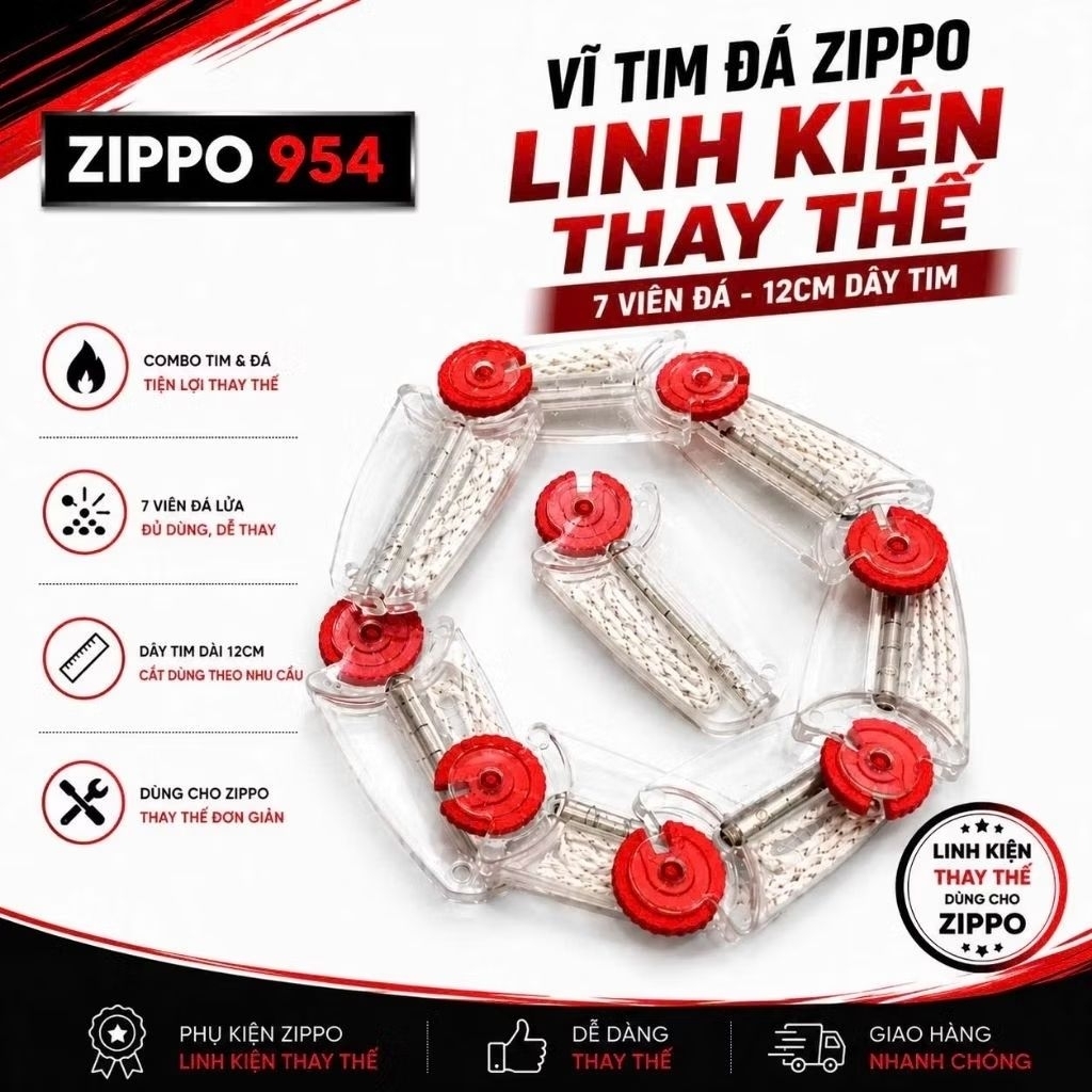 [Zippo 954] อะไหล่หัวใจหินสําหรับสายไฟแช็ก