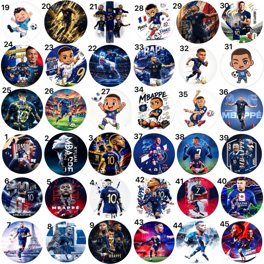 ป้าย Mbappe 3 ชิ้นที่แตกต่างกัน / ป้ายนักฟุตบอล Mbappe
