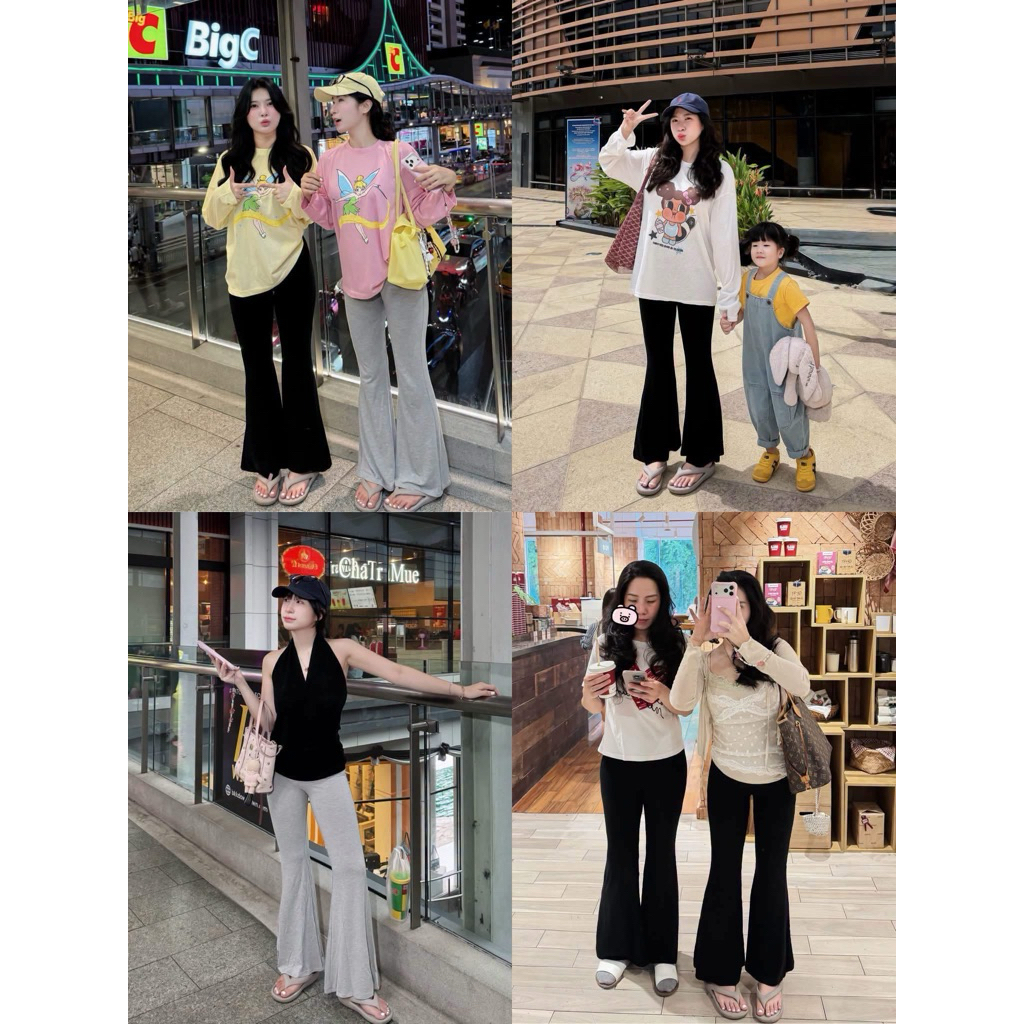 RAINBOW Thai Flared Pants Beautiful Form Black Stretch Flared Pants
