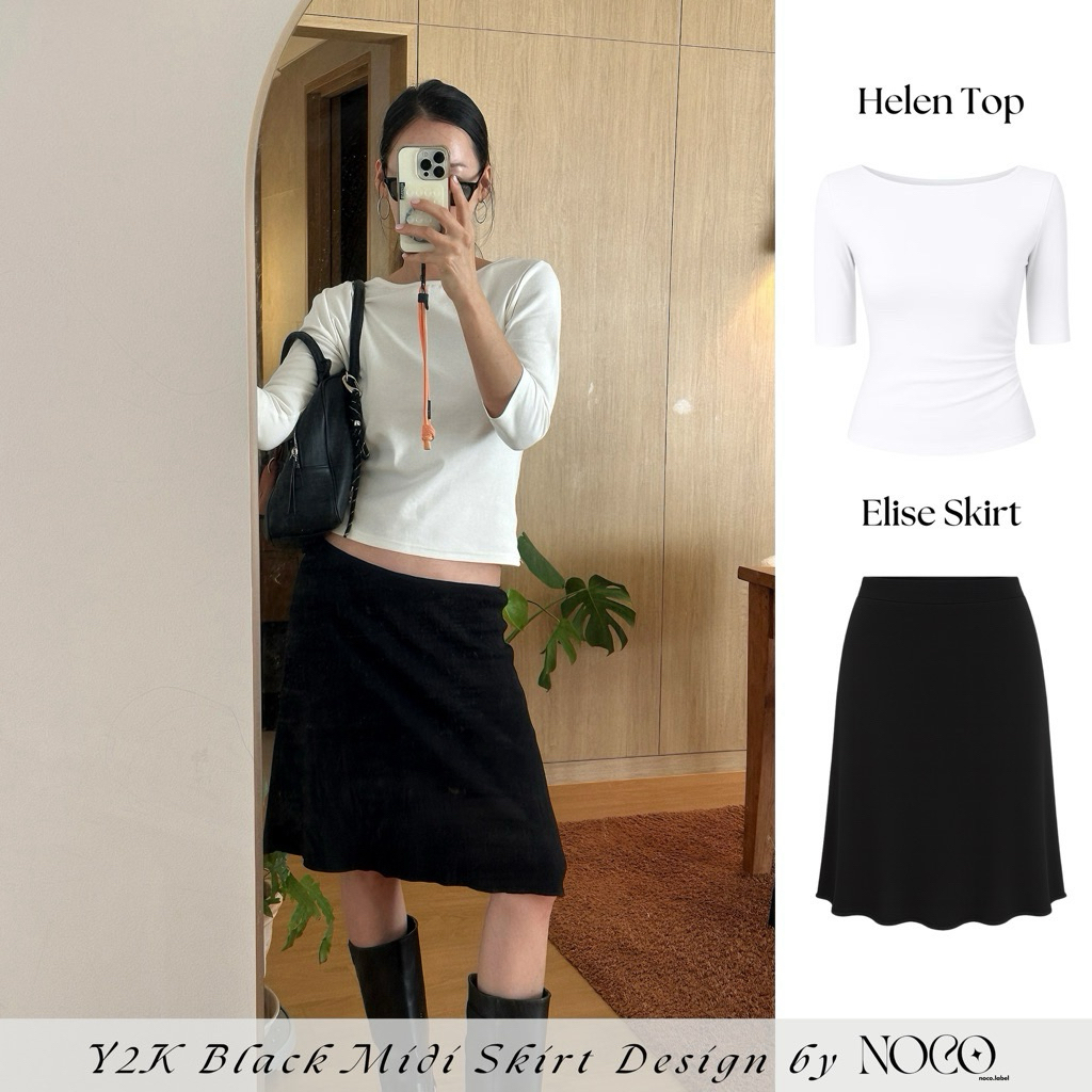 Elise Skirt - Y2K Vibes Low-rise Lace Bow Skirt with Light Flare NOCO.LABEL