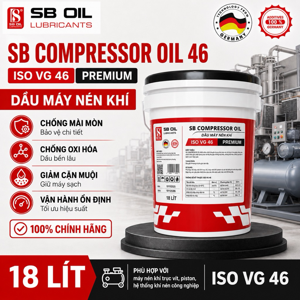SB OIL COMPRESSOR OIL ISO VG 46 น้ำมันเครื่องอัดอากาศ 18 ลิตร Air Compressor Oil สำหรับเครื่องอัดลม 