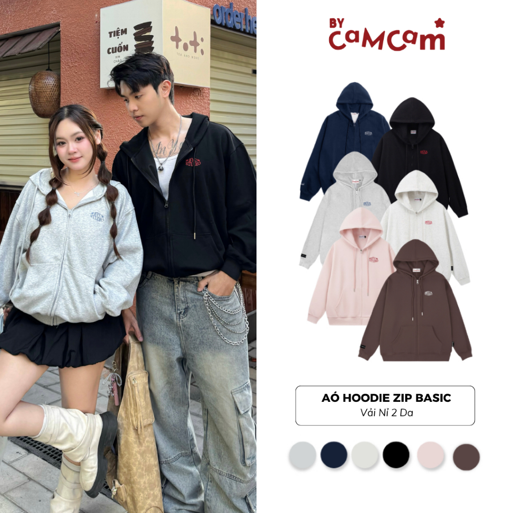 [SPIP] Basic Zip Hoodie Bycam 2-Skin Fleece Fabric Good Sun Protection Loose Form Unisex ผู้ชายและผู้หญิง AHOD002