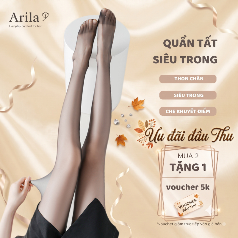ARILA Combo of 3 Black Tights 10D Ultra Thin Freesize สําหรับความสูง <1M7 วัสดุคุณภาพสูงคอนซีลเลอร์ 