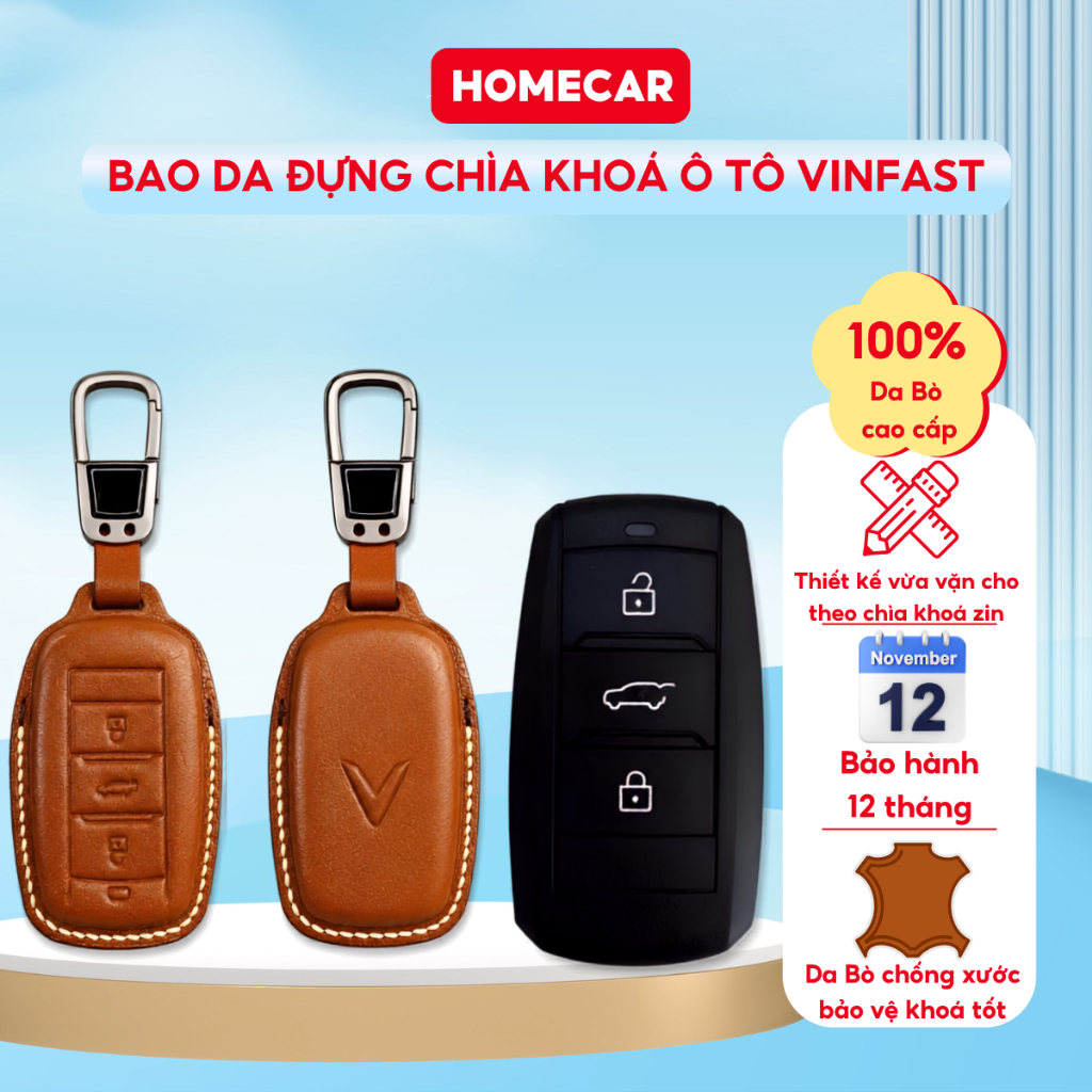 VinFast VF5 VF9 VF8 Limo Leather Car Key Cover Premium Cowhide Anti-Scratch Car Key Cover