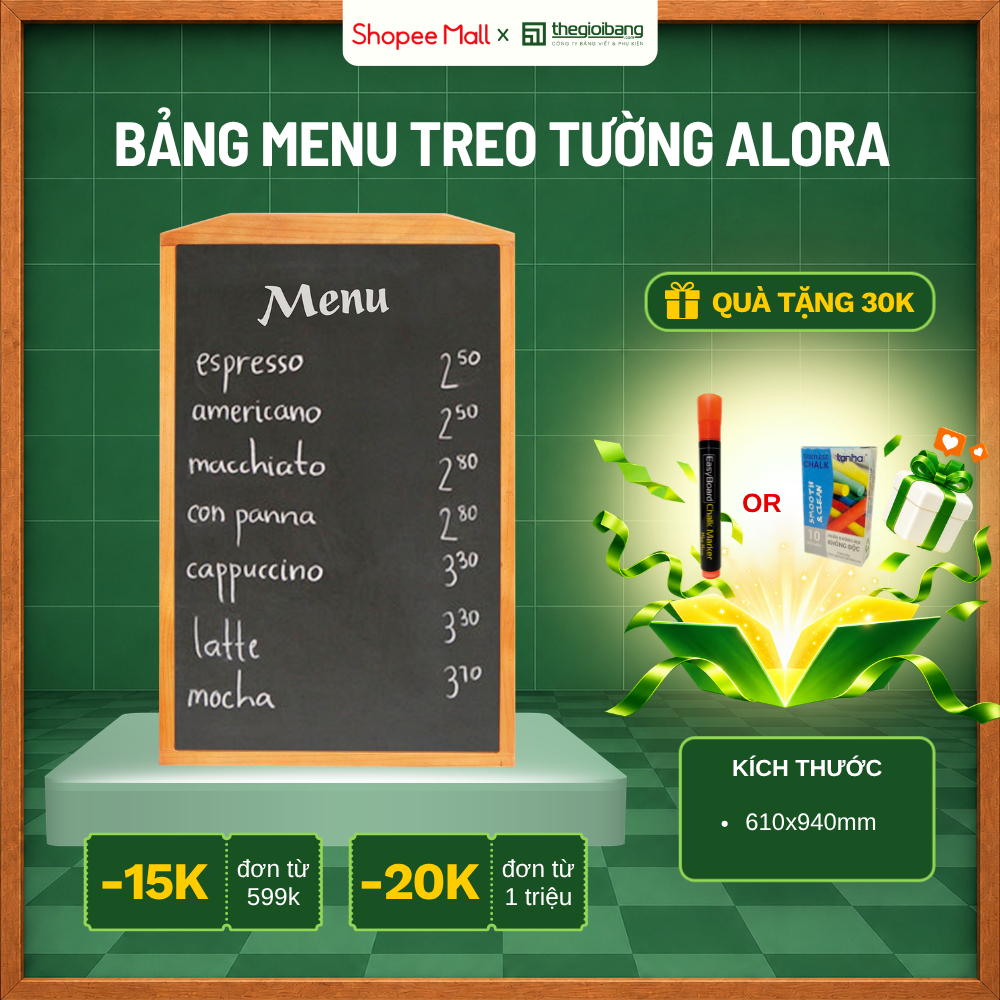 กระดานเมนูด้านเดียว Alora Tan Ha World Table ขนาด 61x94ซม