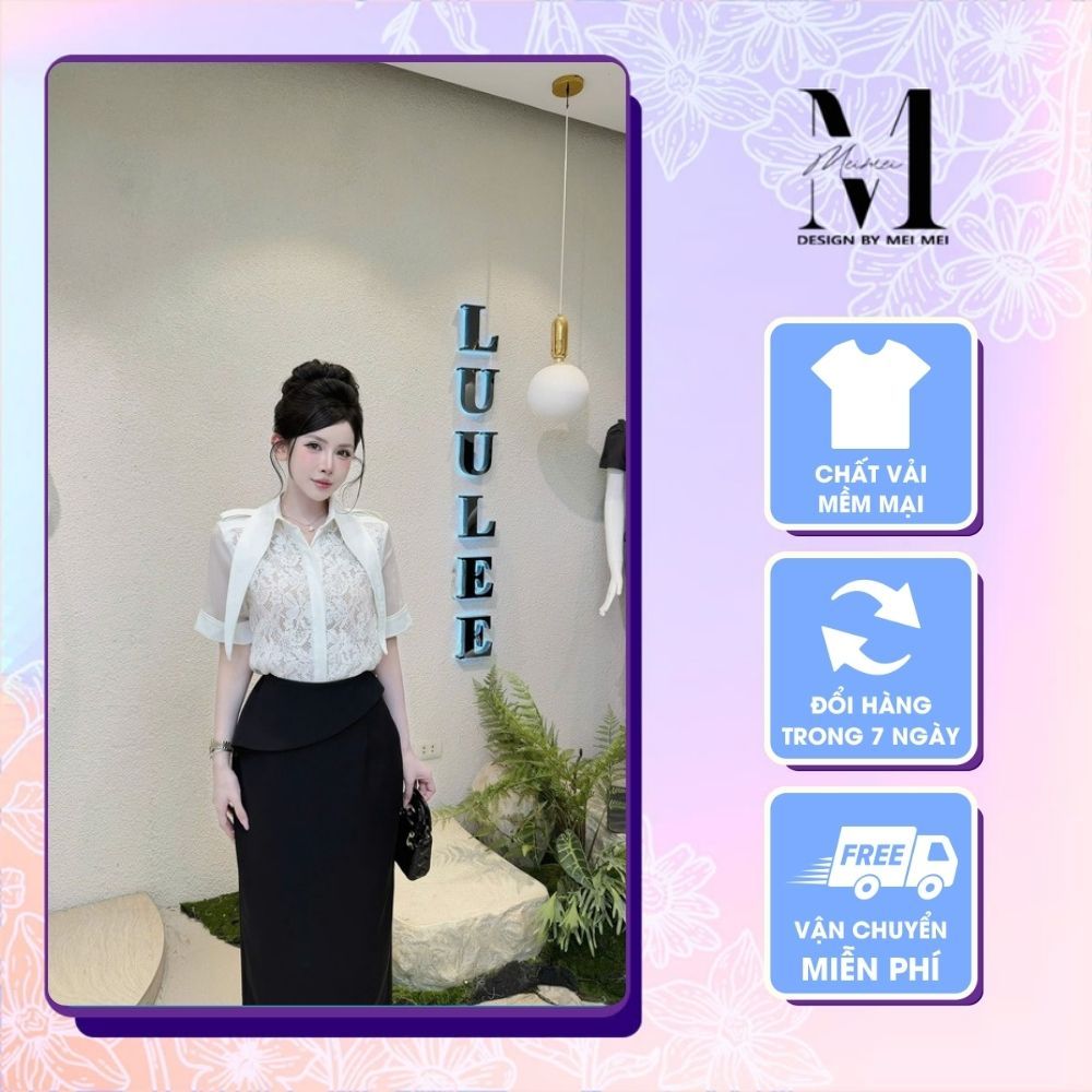 LUU LEE Office เสื้อผ้าผู้หญิงคุณภาพสูงเสื้อลูกไม้คอปกแหลม LA570