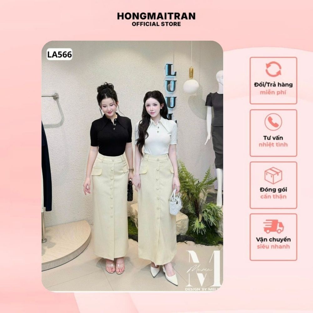 LUU LEE เสื้อผ้าออฟฟิศผู้หญิง เสื้อยืดคอปกแหลมหรูหรา กระดุมหัวใจ LA566