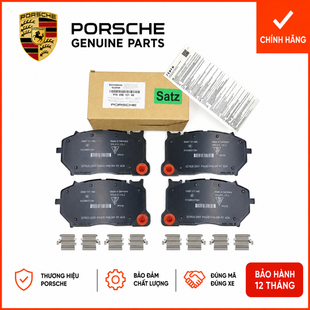 [ของแท้] ผ้าเบรคหน้า Porsche Cayenne 9YA 9YB PSCB 2019-2023 9Y0698151อคอค