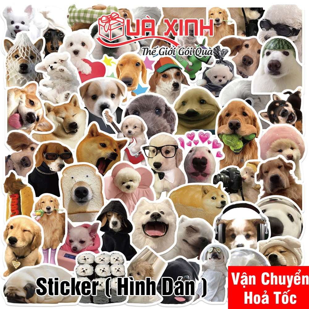 COMBO 25/50/100 ชิ้นสุนัข Meme สติกเกอร์ 01 หลายสีกันน้ําใช้สําหรับตกแต่ง (DOG MEME 01)