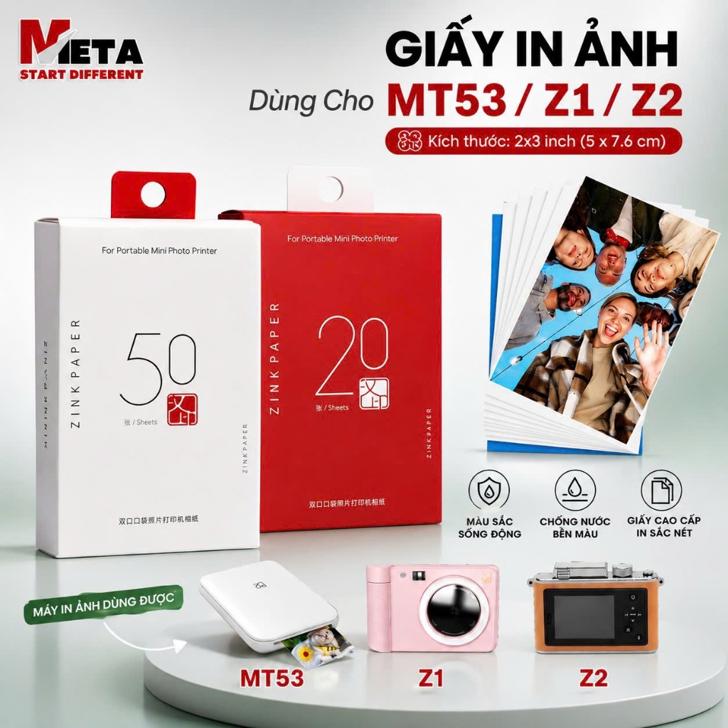 กระดาษภาพถ่ายเทอร์มอล 2x3 นิ้ว เข้ากันได้กับกล้อง MT53/Z1/Z2 - HCM Express