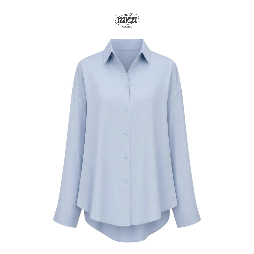 เสื้อเชิ้ตแขนยาว Omi Mieu Est.2013 ผ้าคอตตอนทรงหลวม เหมาะสําหรับออฟฟิศ