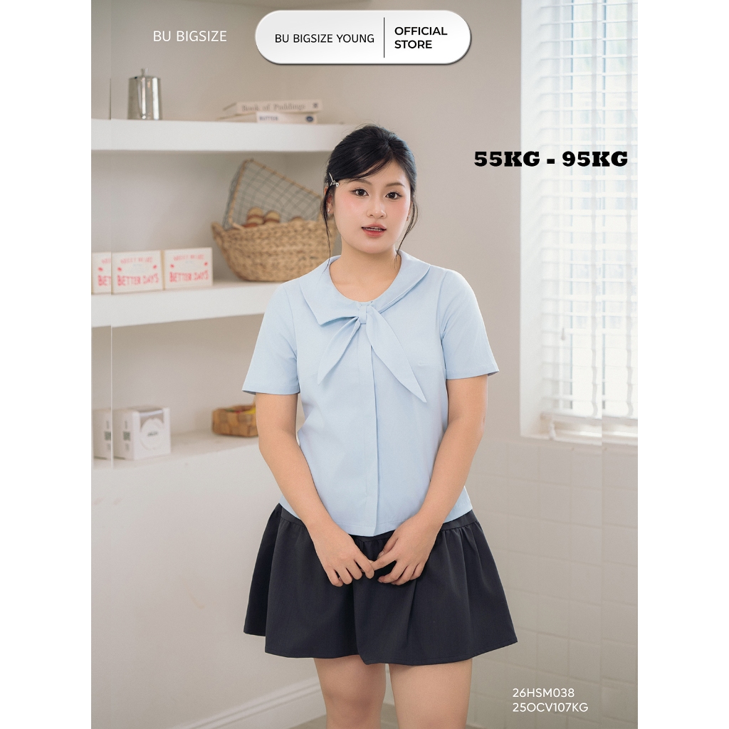 เสื้อกระดุมคอปกโบว์ BIGSIZE – 26HSM038 - [BU Bigsize Young]