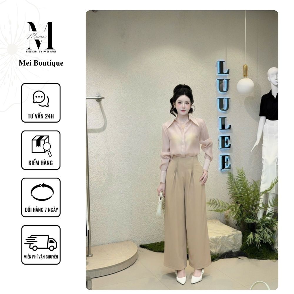 LUU LEE Office เสื้อชีฟองผ้าไหมคอปกเปิดลง ทรงตรงที่อ่อนโยนและหรูหรา LA509 Ver2