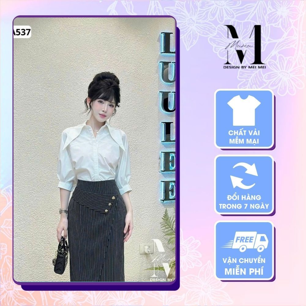 ใส่สํานักงานผู้หญิงเสื้อคอปกแหลมสีขาวคุณภาพสูงหรูหราสไตล์เกาหลี ที่537