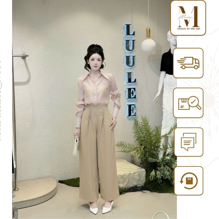 LUU LEE Office เสื้อชีฟองผ้าไหมคอปกเปิดลง ทรงตรงที่อ่อนโยนและหรูหรา LA509 Ver4