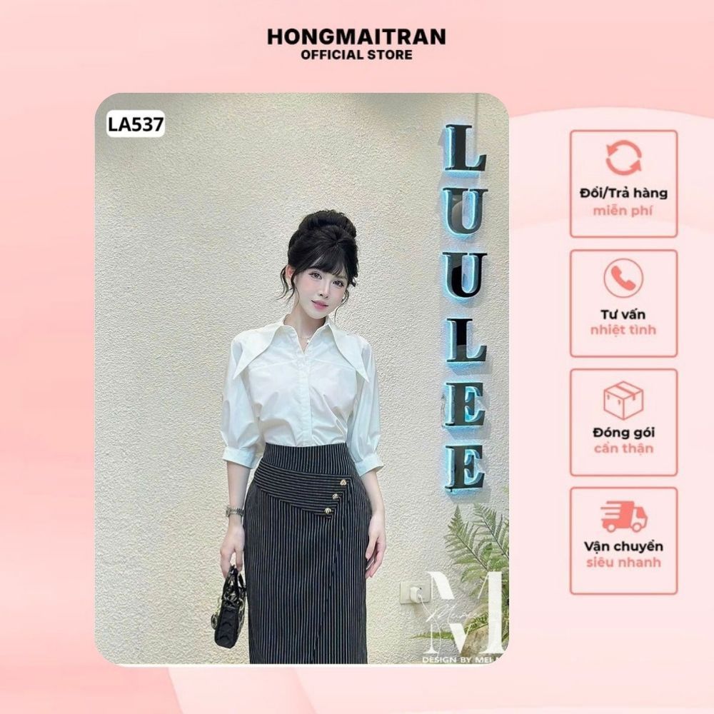 ใส่สํานักงานผู้หญิงเสื้อคอปกแหลมสีขาวคุณภาพสูงหรูหราสไตล์เกาหลี ที่537