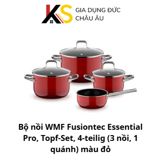 WMF Fusiontec Essential Pro pot Set Topf-Set 4-teilig (3 กระถาง 1 ใบ) สีแดง