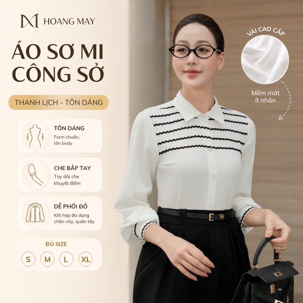 Queen of Clouds เสื้อเชิ้ตแขนยาวคอปกเยอรมัน Elegant Wave Hem การออกแบบวิ่ง M73