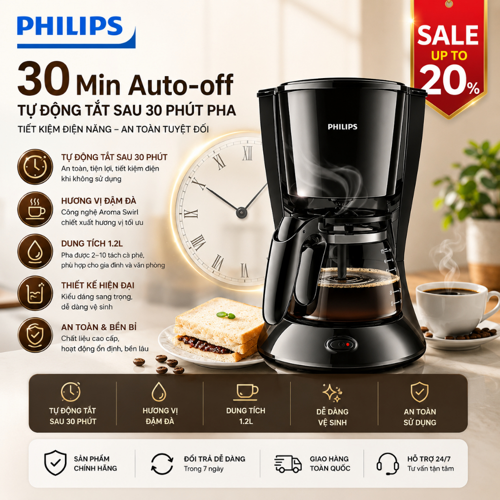 เครื่องชงกาแฟ Philip HD7432 เครื่องชงกาแฟในบ้าน