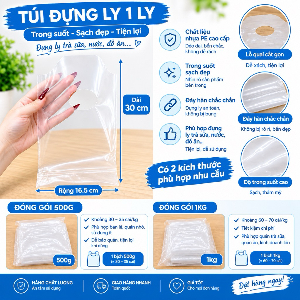 1-CUP CUP BAG – กระเป๋า PE TRANSPARKENT