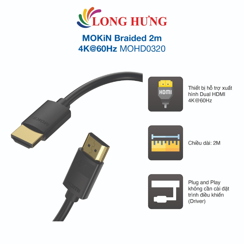 MOKiN สายถัก HDMI 2m 60Hz MOHD0320 - สินค้าของแท้