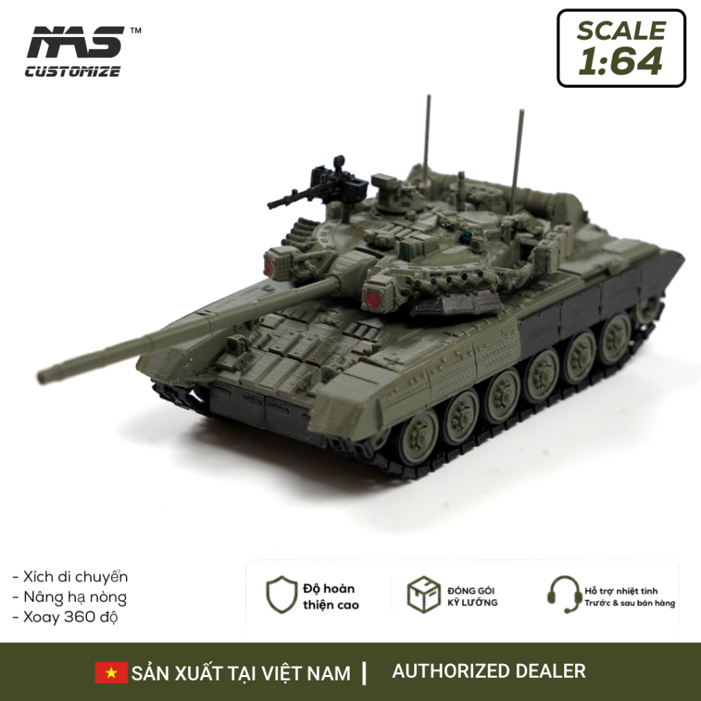 [NAS] รถถังรัสเซีย รุ่น T-80UK 1/64 โซ่ไดนามิก รุ่นทหาร T-80UK ถัง 1:64 สเกล