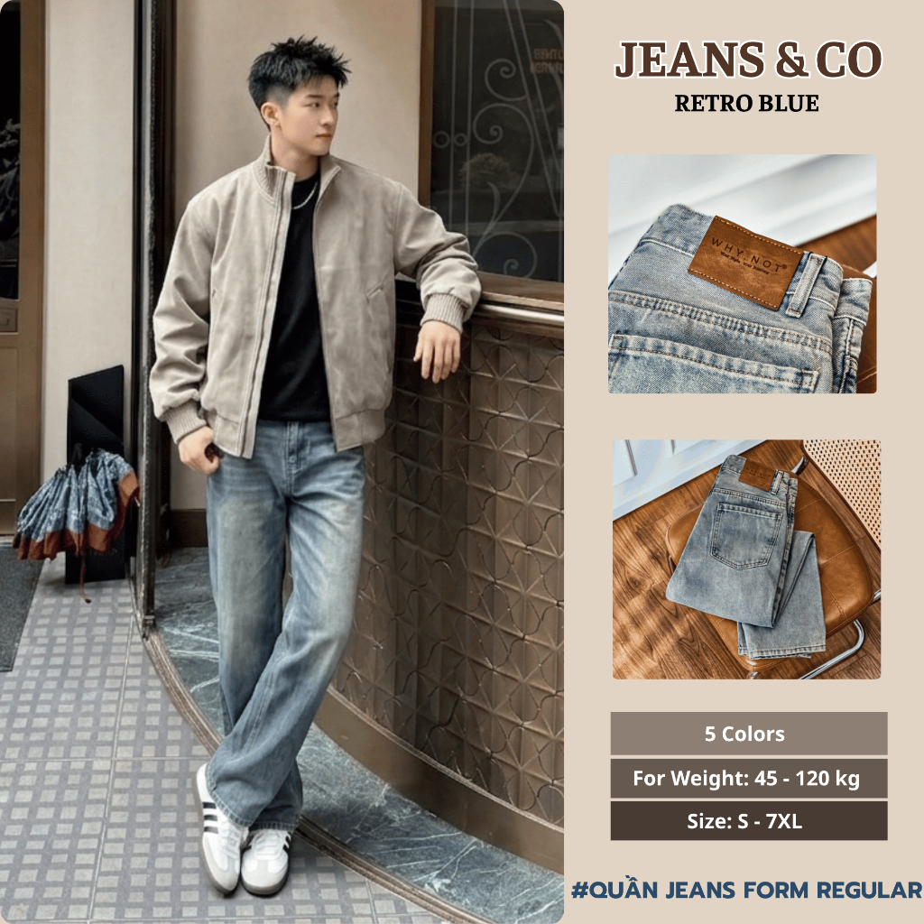 กางเกงยีนส์ผู้ชาย VINTAGE RETRO JEANS - JEANS & CO -- กางเกงยีนส์ VINTAGE REGULAR IN BLACK, BLUE