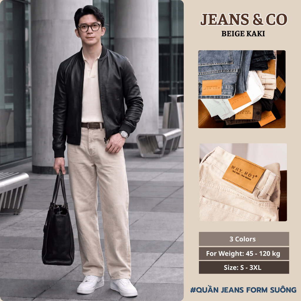ผู้ชาย BEIGE KAKI JEANS - JEANS & CO - BEIGE STRAIGHT KAKI PANTS