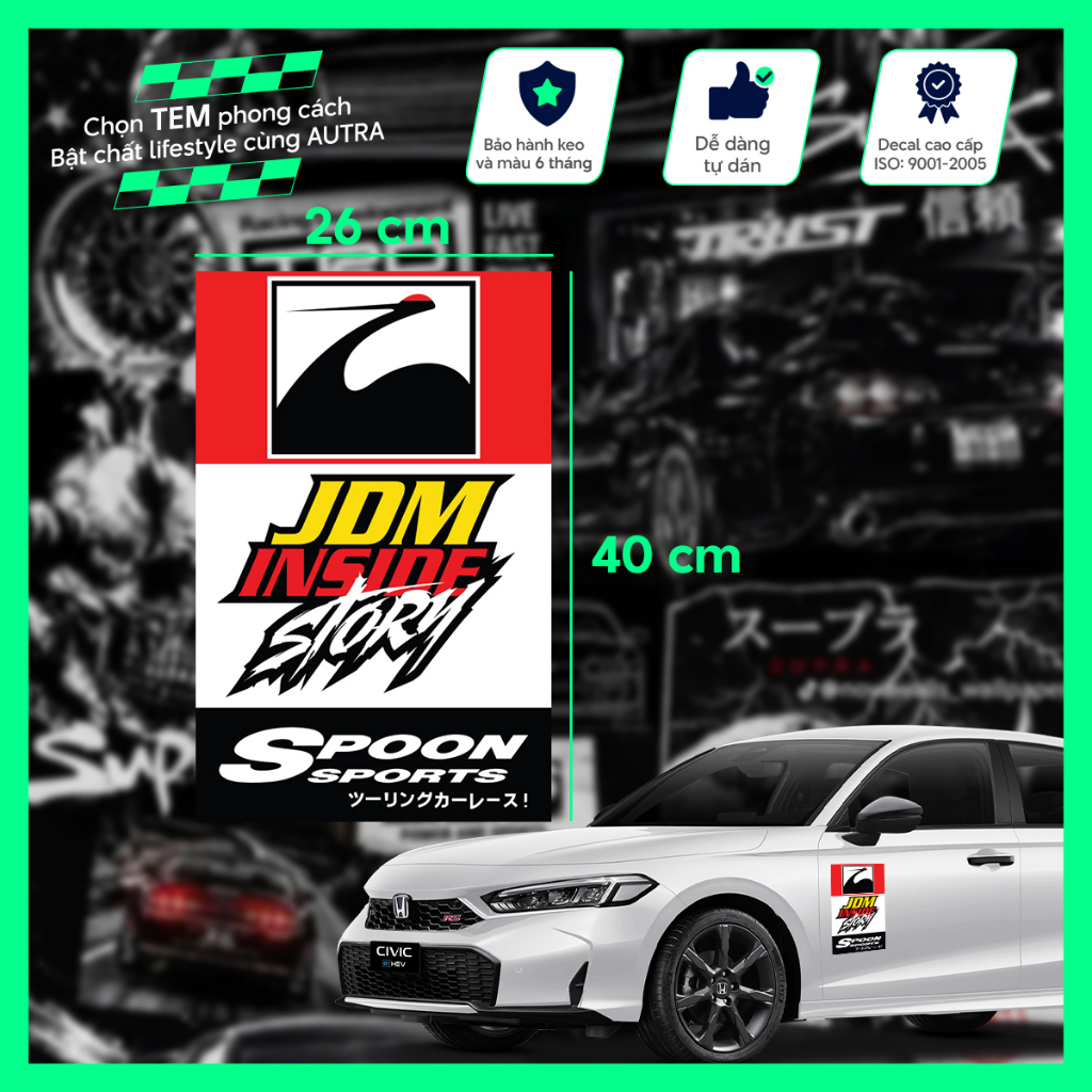 สติ๊กเกอร์ติดประตูรถยนต์ - JDM INSIDE Story - Spoon _สไตล์การแข่งรถ - สติ๊กเกอร์หลายตําแหน่ง