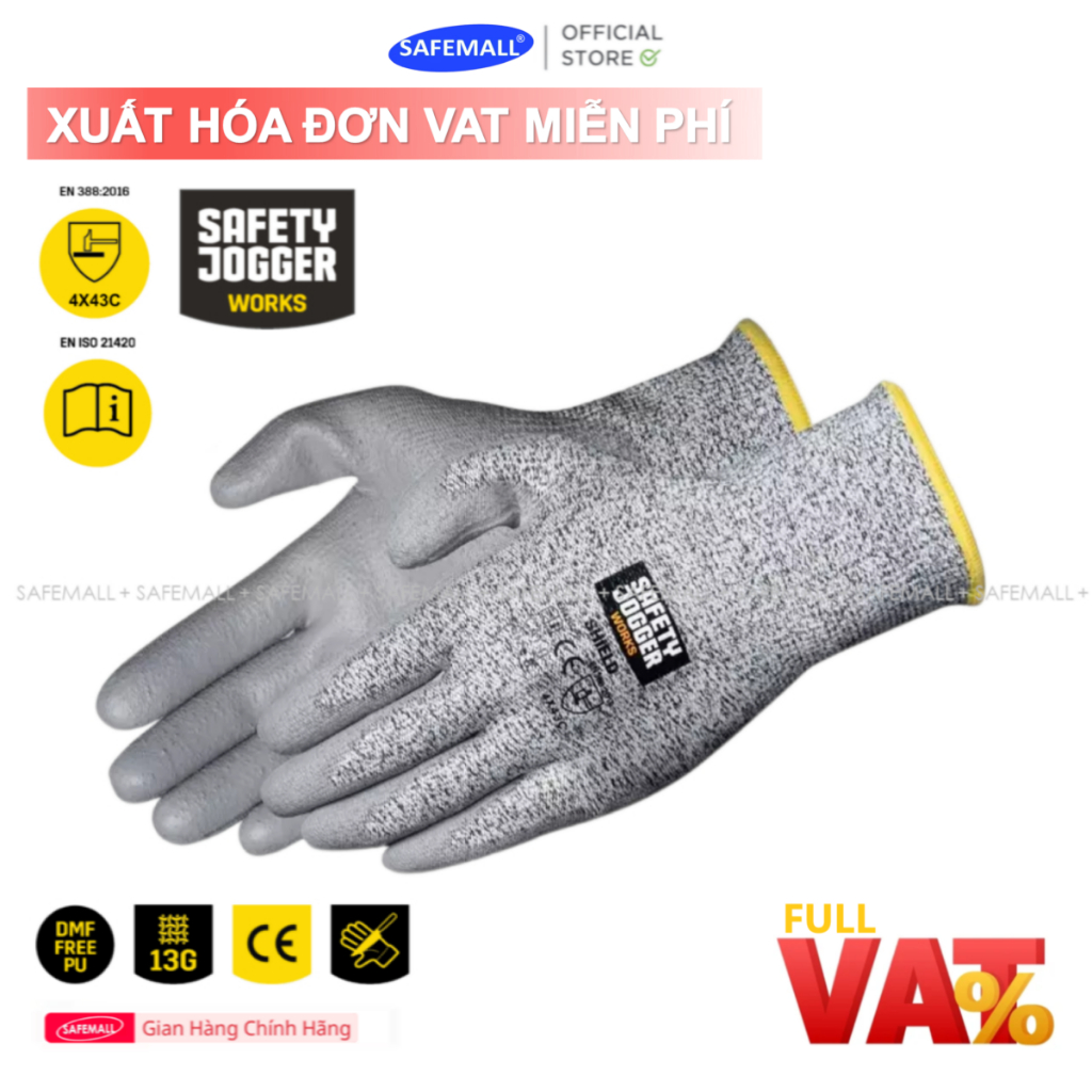 SAFEMALL Safety Jogger Shield ถุงมือกันบาดระดับ 5 มาตรฐาน EN388 ปฏิบัติการวัตถุที่คมชัด