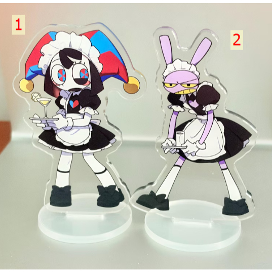 The Amazing Digital Circus Jax Pomni Maid อะคริลิค Standee, TADC Jax, Pomni แรงบันดาลใจตกแต่งโต๊ะ