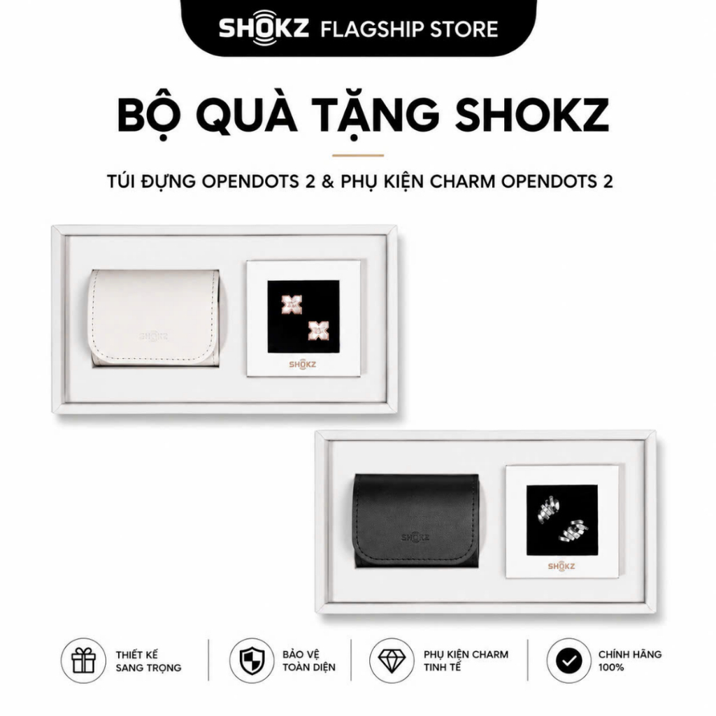 ชุดของขวัญ Shokz - กระเป๋าใส่หูฟังและอุปกรณ์เสริมต่างหูตกแต่งพร้อมหูฟัง OpenDots2 ยี่ห้อ SHOKZ - Mai