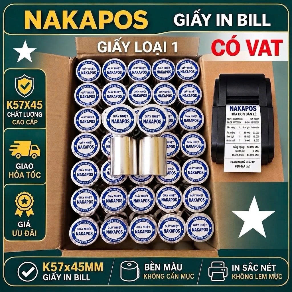 [COMBO 50 ม้วน] BILL PRINTING PAPER K57*45 POS SALES THERMALT PRINTING PAPER RESTAURANT INVOICE PRIN