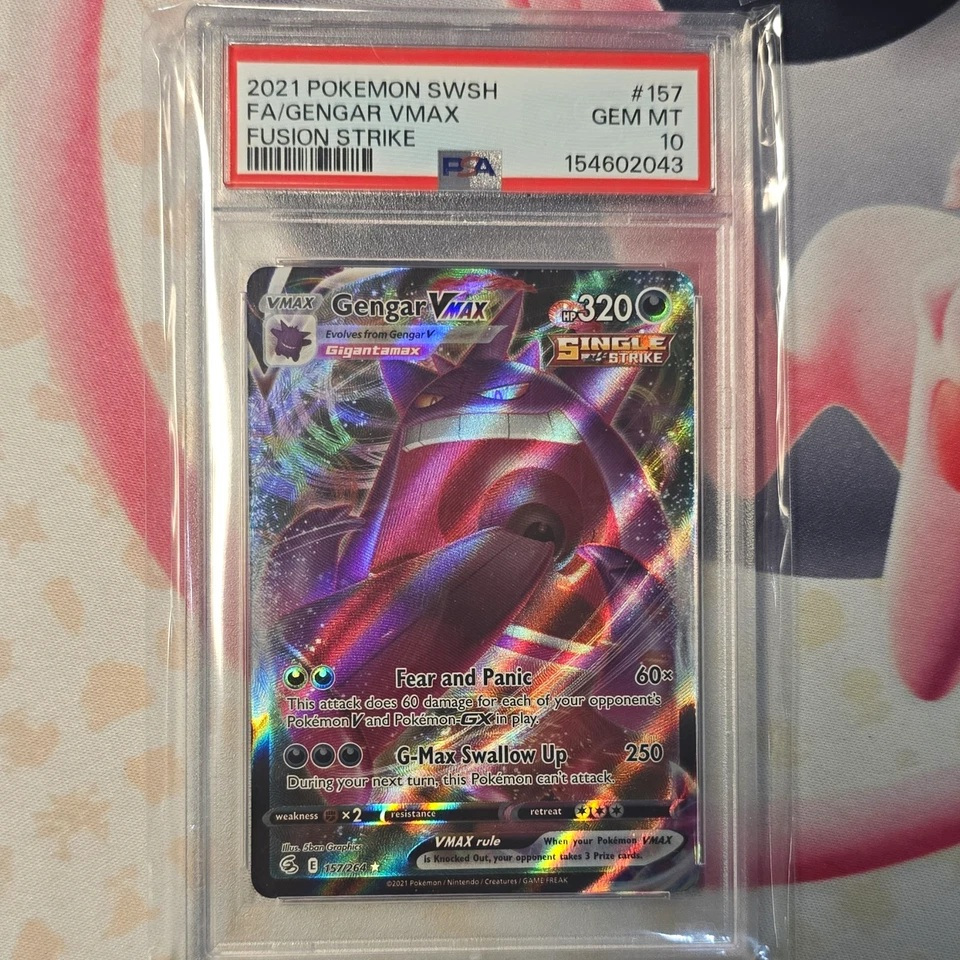 การ์ด PSA 10 ENGLISH POKEMON Gengar VMAX 157/264 EN D40 48e