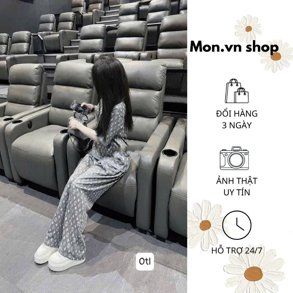 Mon Shop 13358 เดรสยาวลายสีเทาสุดหรู