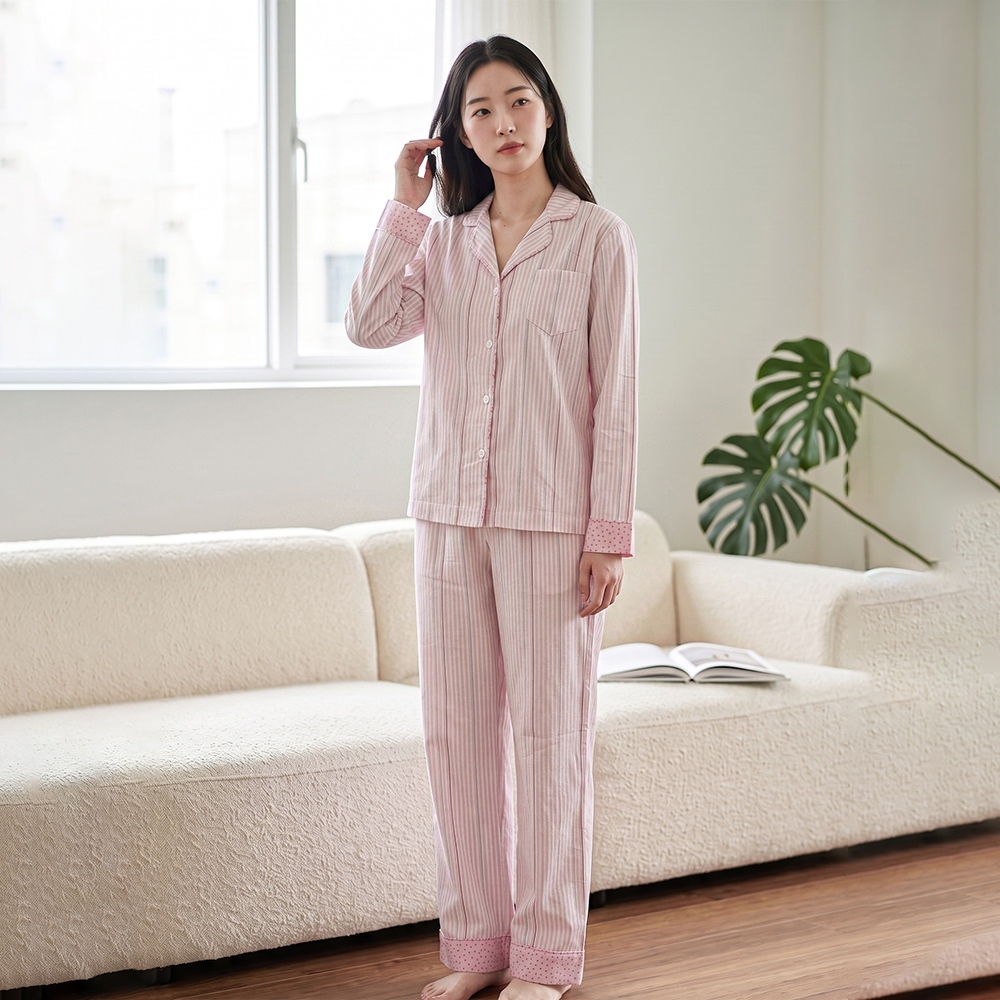 BKD01W6K02-ชุดยาวพร้อมดีไซน์คอ PIJAMA พร้อมคูปองที่อธิบายไว้และสวมใส่สบาย