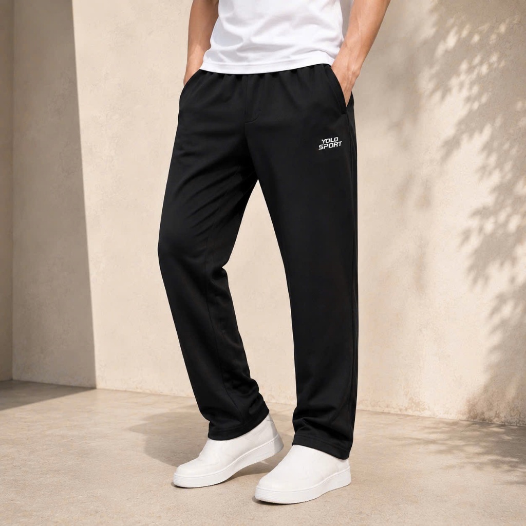 YOLO SPORT Si Sesame Sports Straight Pants Elastic, Soft, Cool, สบายสําหรับวิ่ง, ยิม, Streetwear