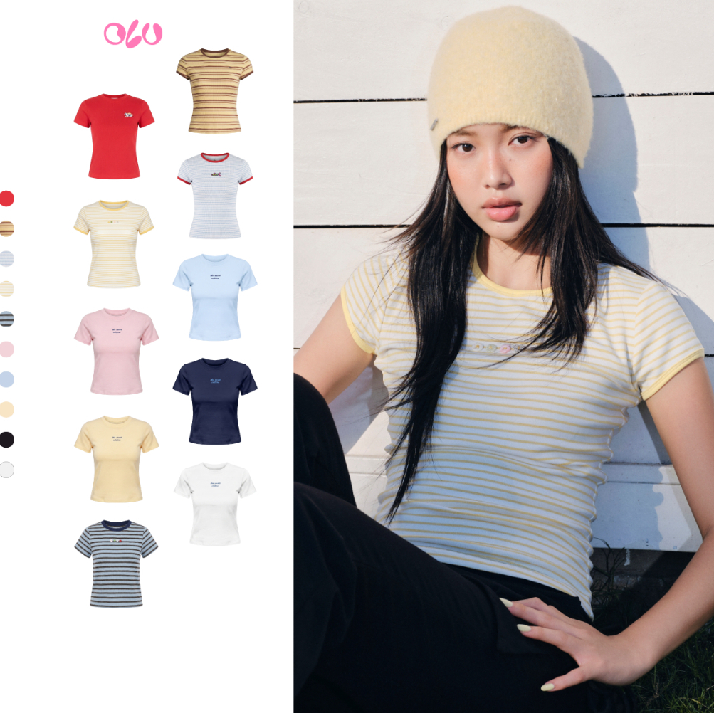 OLV babytee เสื้อยืด Cotton Babytee แบบไดนามิกขั้นพื้นฐานคอกลม Cotton Babytee หลากสี เหมาะสําหรับออก
