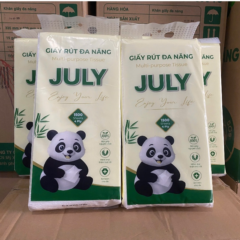 [COMBO 5-10 PACK] กระดาษทิชชู่ติดผนัง JULY 1500 แผ่น กระดาษ 4 ชั้น สะดวก