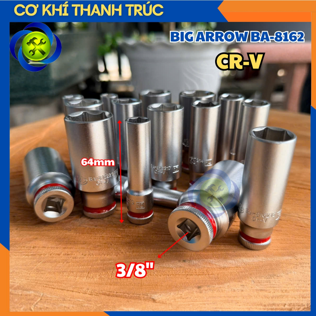 (ขนาด Odd) Big Arrow BA-8162 ปากเป่า 3/8 ความยาวหาง 64 มม. 6 CR-V ขอบเหล็ก