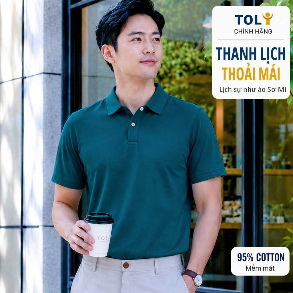 เสื้อโปโลผู้ชาย TOLI สีพื้น 12 สี คอปกเปิดลงเรียบหรู ทรงตรง ผ้าคอตตอน 4 ทาง พรีเมี่ยม - PLM42