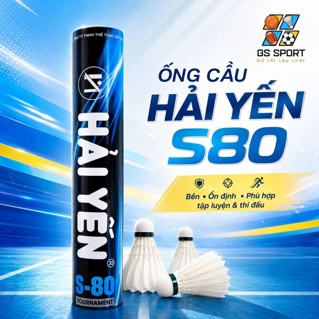 ท่อแบดมินตัน Hai Yen S80 ความเร็วเสถียร ความทนทานสูง (12 ลูก/หลอด)