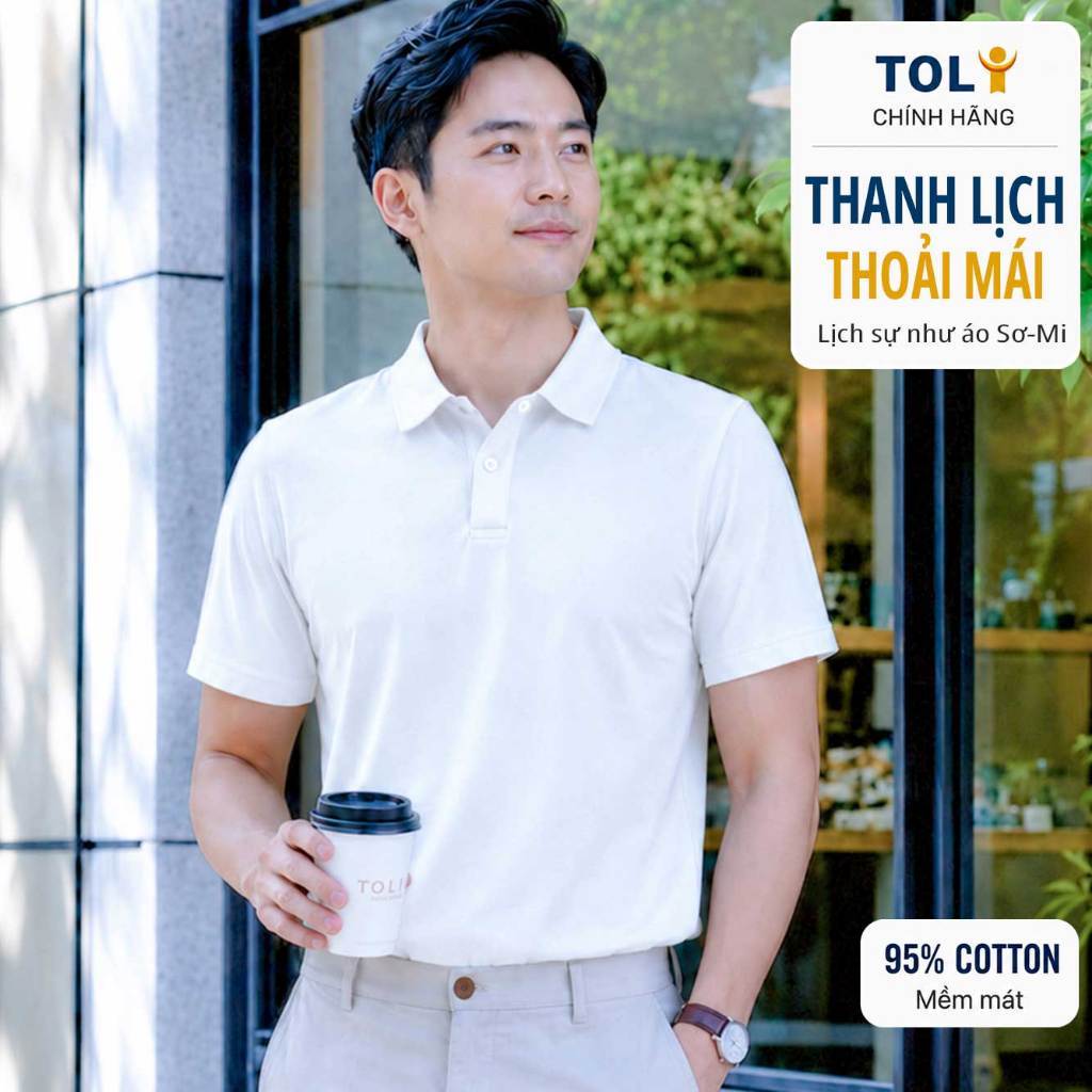 เสื้อโปโลผู้ชาย TOLI สีพื้น 12 สี คอปกเปิดลงเรียบหรู ทรงตรง ผ้าคอตตอน 4 ทาง พรีเมี่ยม - PLM10