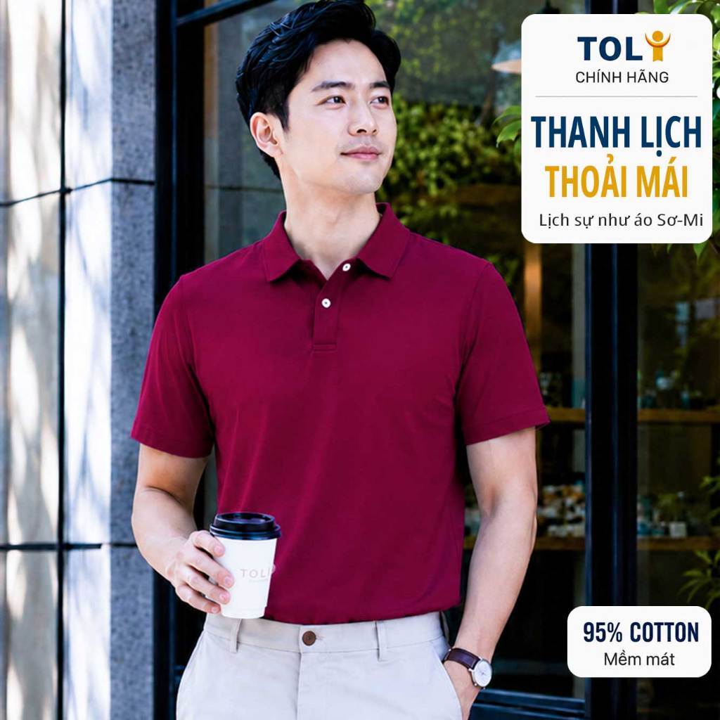 เสื้อโปโลผู้ชาย TOLI สีพื้น 12 สี คอปกเปิดลงเรียบหรู ทรงตรง ผ้าคอตตอน 4 ทาง พรีเมี่ยม - PLM24