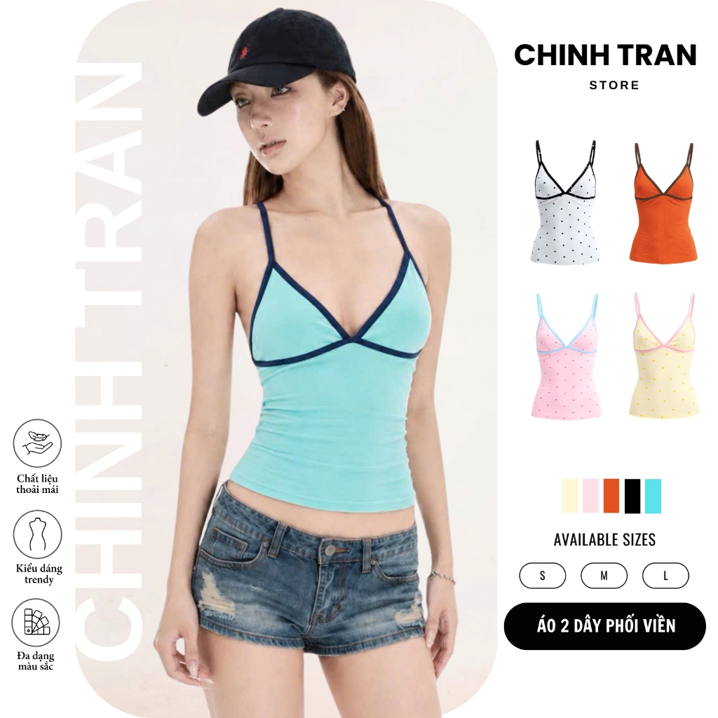 เสื้อเชิ้ต 2 ชิ้นพื้นฐานหลายสีของผู้หญิงเซ็กซี่ CHIHH TRAN STORE