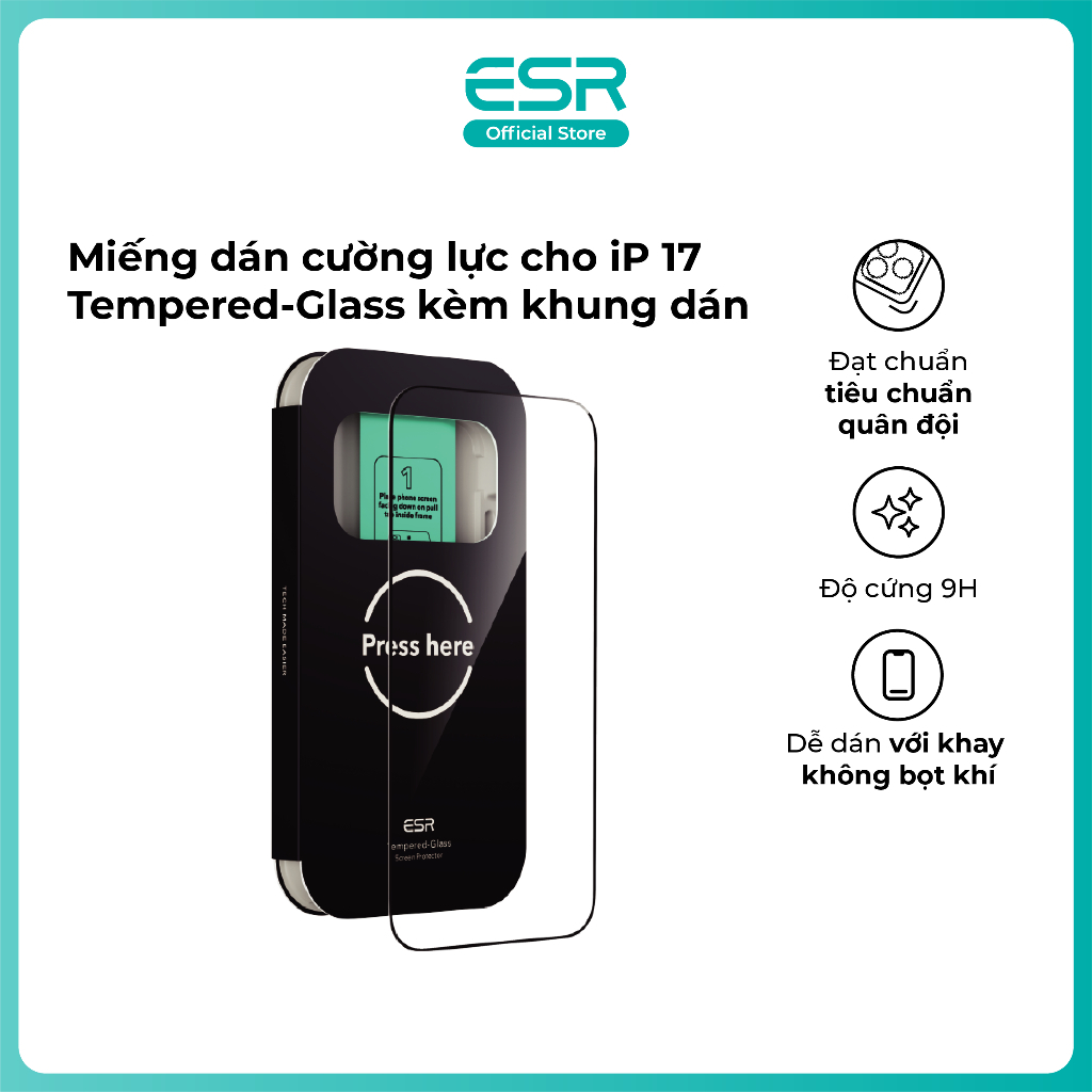 ESR Tempered-Glass ฟิล์มกันรอยสําหรับ iP 17 1D878 1 ชิ้น