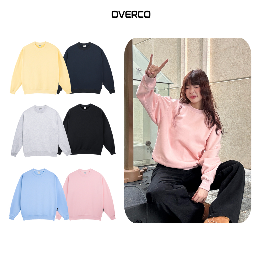 เสื้อสเวตเตอร์พื้นฐาน unisex 7 สีผ้าฝ้ายคุณภาพสูง Fishskin Felt Fabric Unisex Overco Local Brand - O