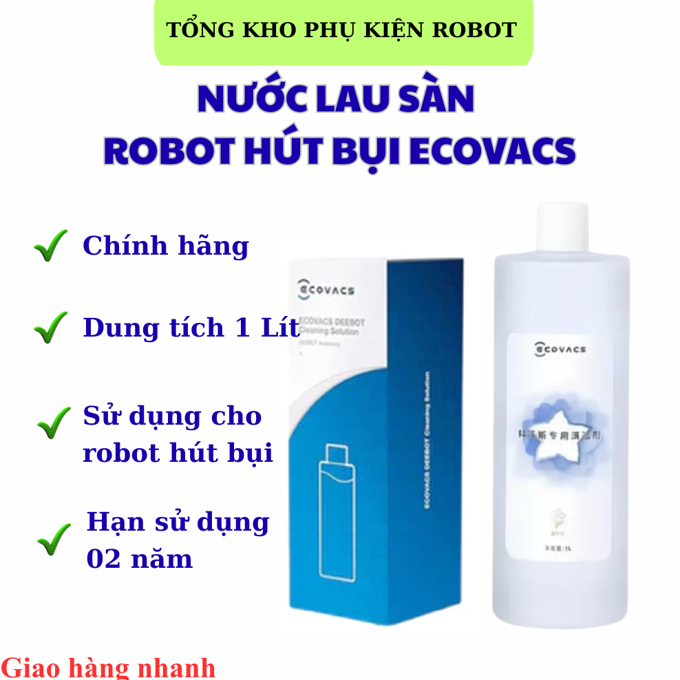 น้ํายาถูพื้นสําหรับเครื่องดูดฝุ่นหุ่นยนต์ Ecovacs Deebot - 1 ลิตร สําหรับใช้กับเครื่องดูดฝุ่นหุ่นยนต
