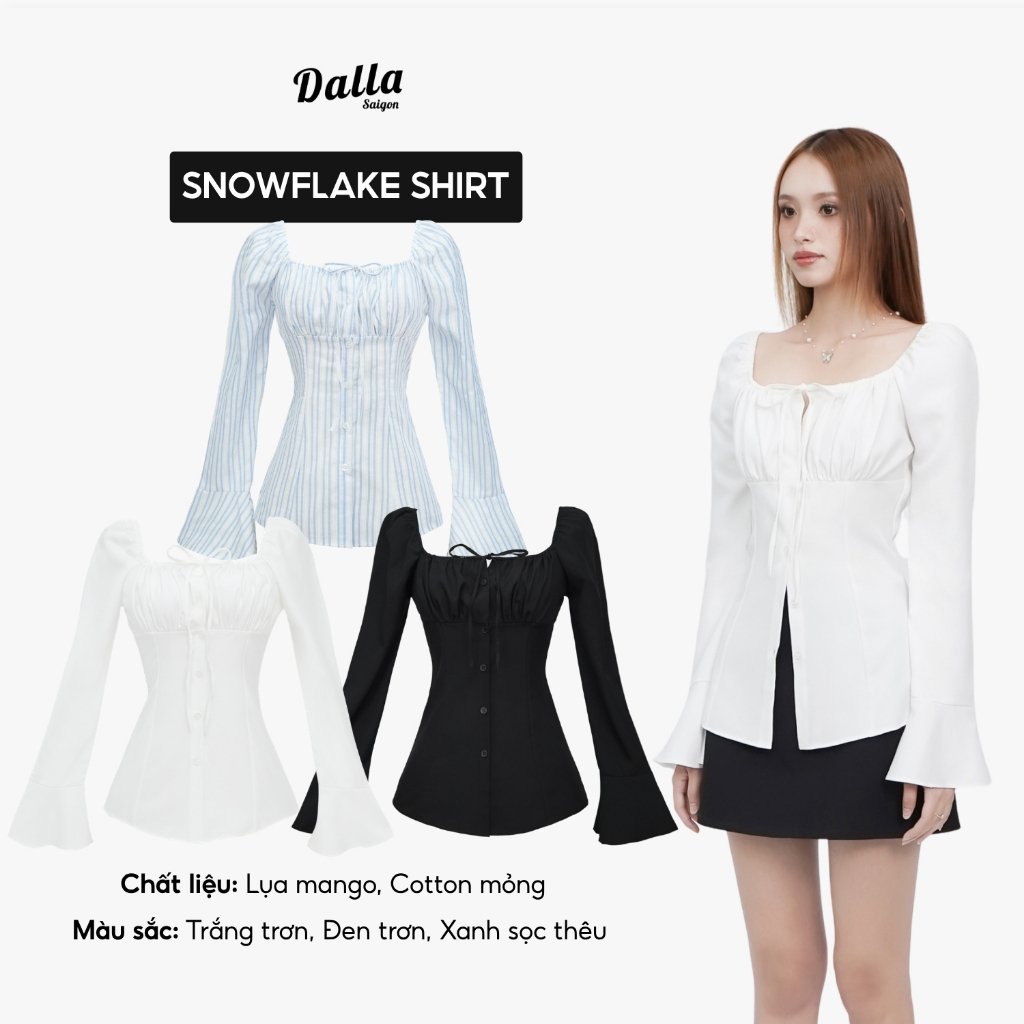 DALLA เสื้อเชิ้ตแขนบานคอเหลี่ยม (SM24) BSL